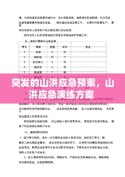 突发的山洪应急预案,山洪应急演练方案