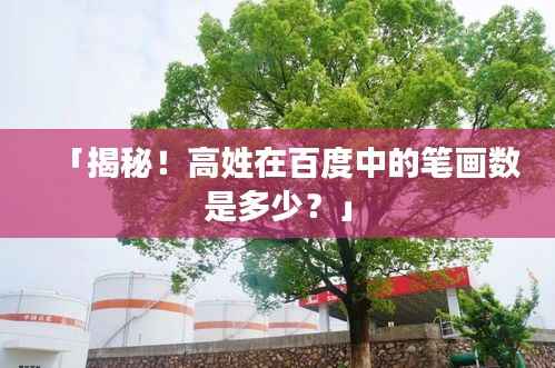 「揭秘!高姓在百度中的笔画数是多少?」