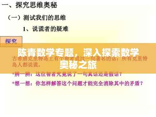 陈青数学专题,深入探索数学奥秘之旅